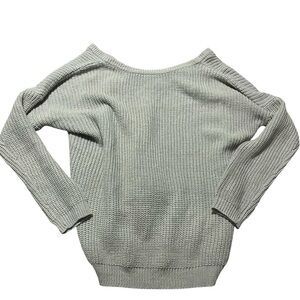 Very Oversized Lulu's Reverse-able Knit Gray Sweater Size Small Soft Cozy Sexy